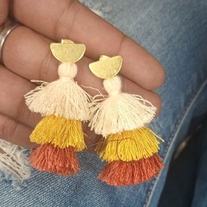 Gold and Multicolor Tassel Earrings